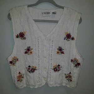 Womens Sweater Top With Floral Design Size Petite Large